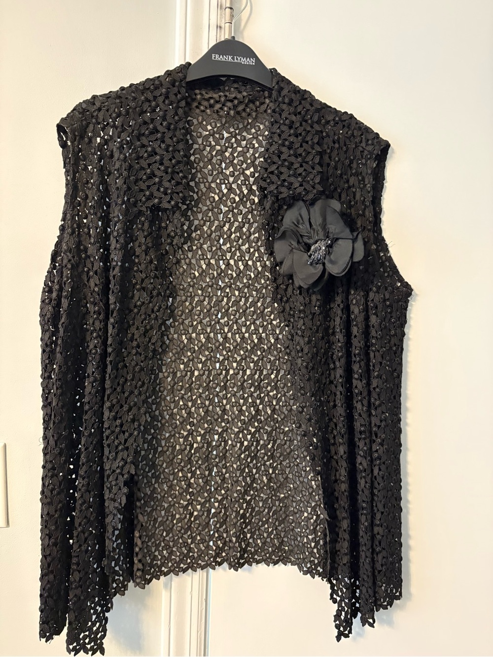 Frank Lyman Black 2 piece Lace Vest and Skirt Set Formal evening XL